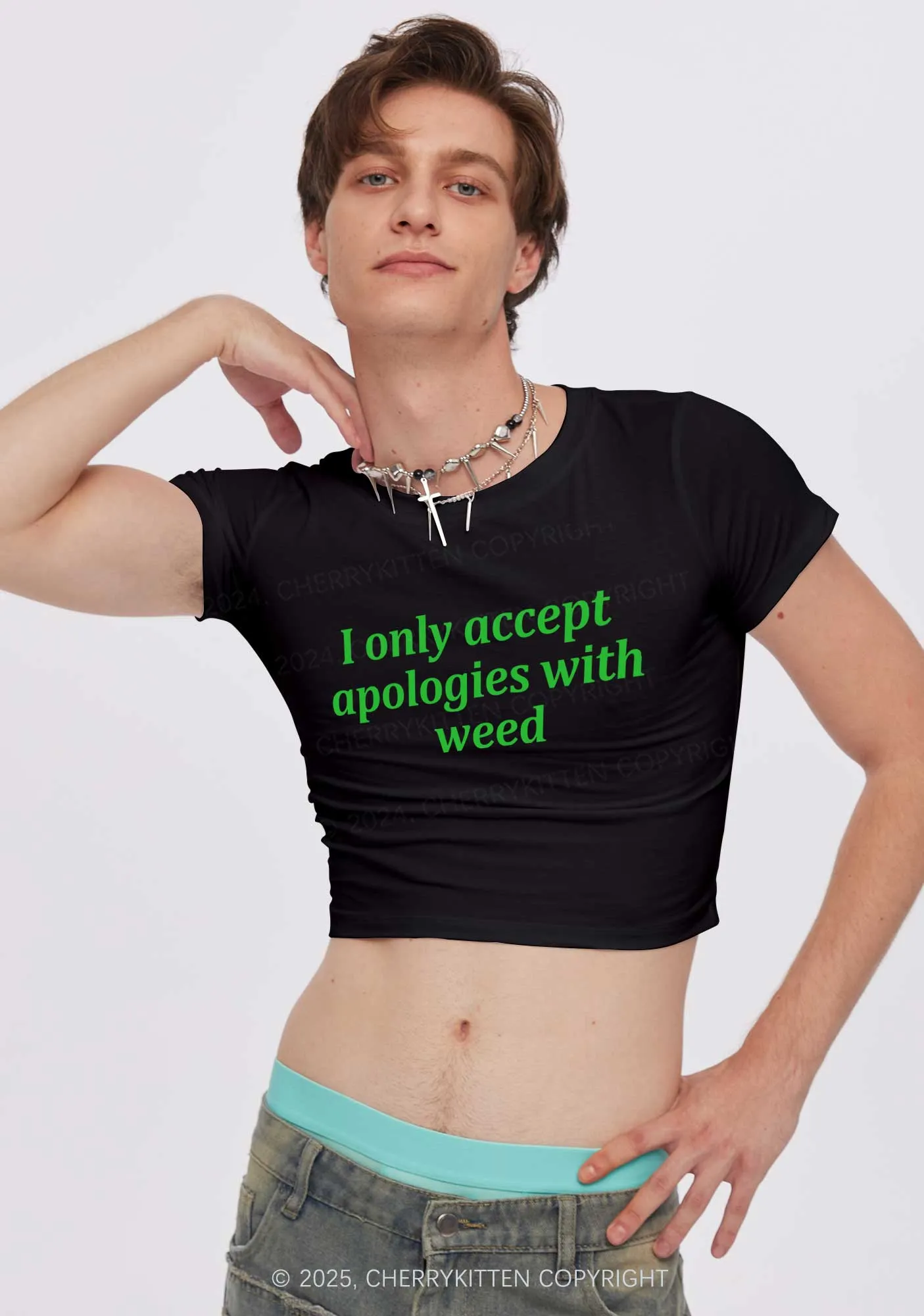 Accept Apologies With Wxxd Y2K Baby Tee Cherrykitten
