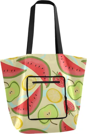 ALAZA Reusable Grocery Bags, Fresh Watermelon Pattern Foldable Shoulder Bag
