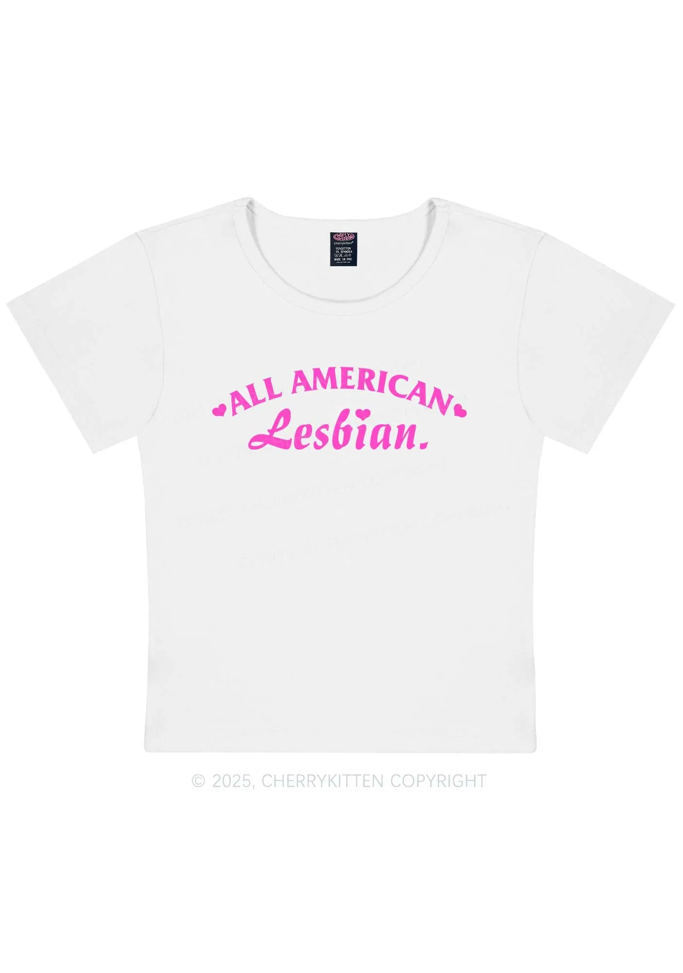 All American Lesbian Y2K Baby Tee Cherrykitten
