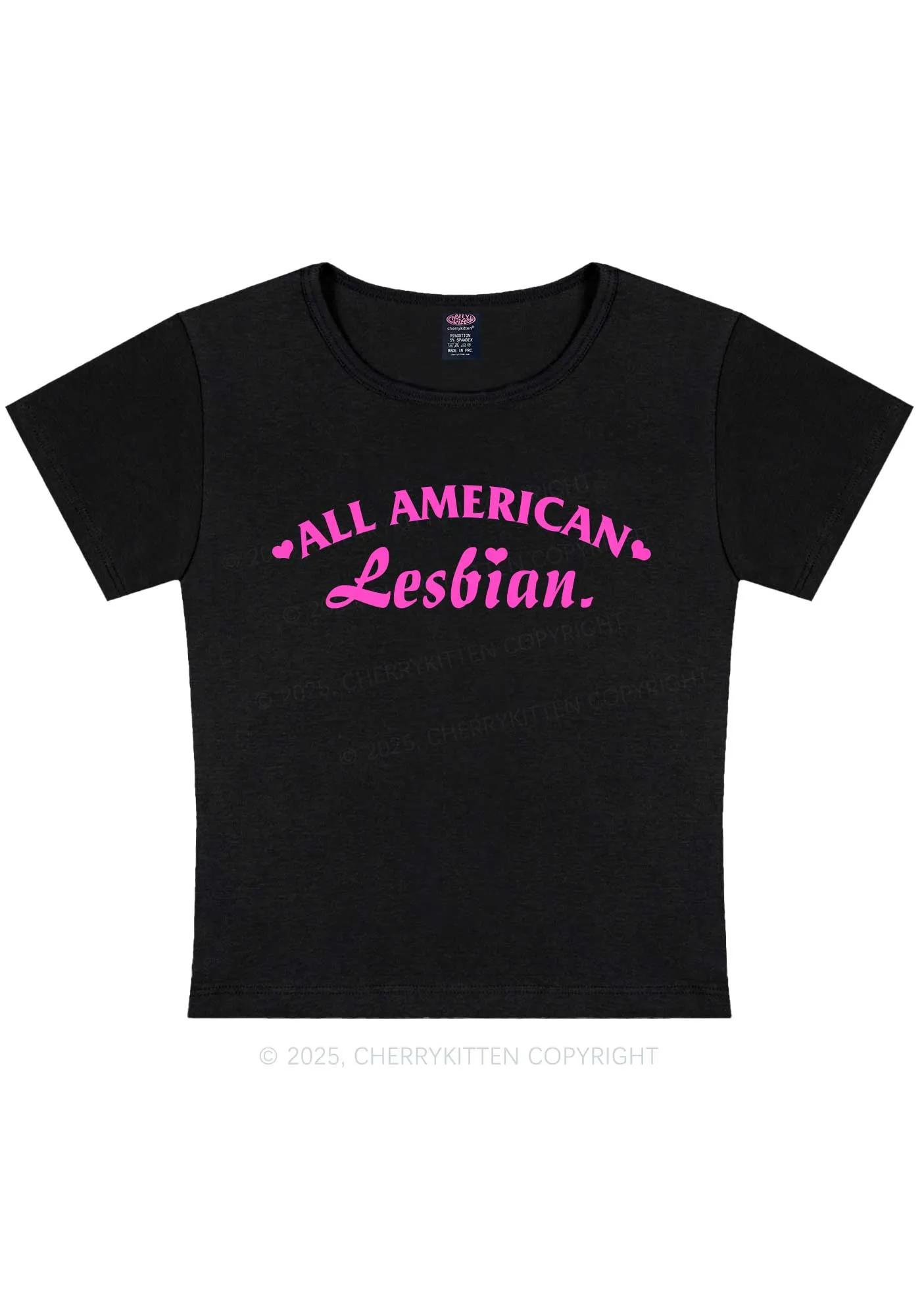 All American Lesbian Y2K Baby Tee Cherrykitten