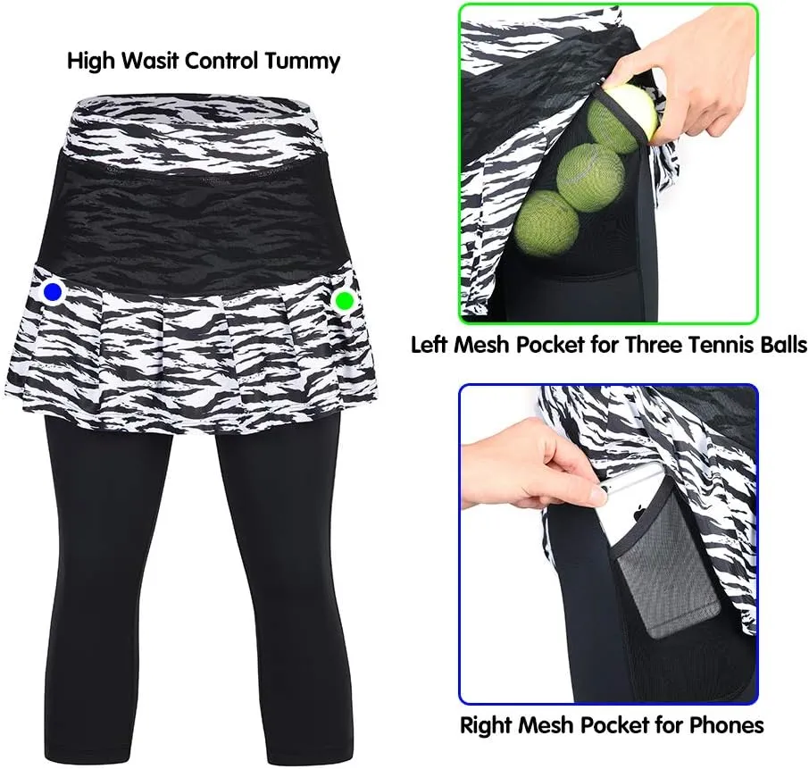 ANIVIVO Skirted Legging for Women, Yoga Legging with Skirts &Women Tennis Leggings Clothes Pockets