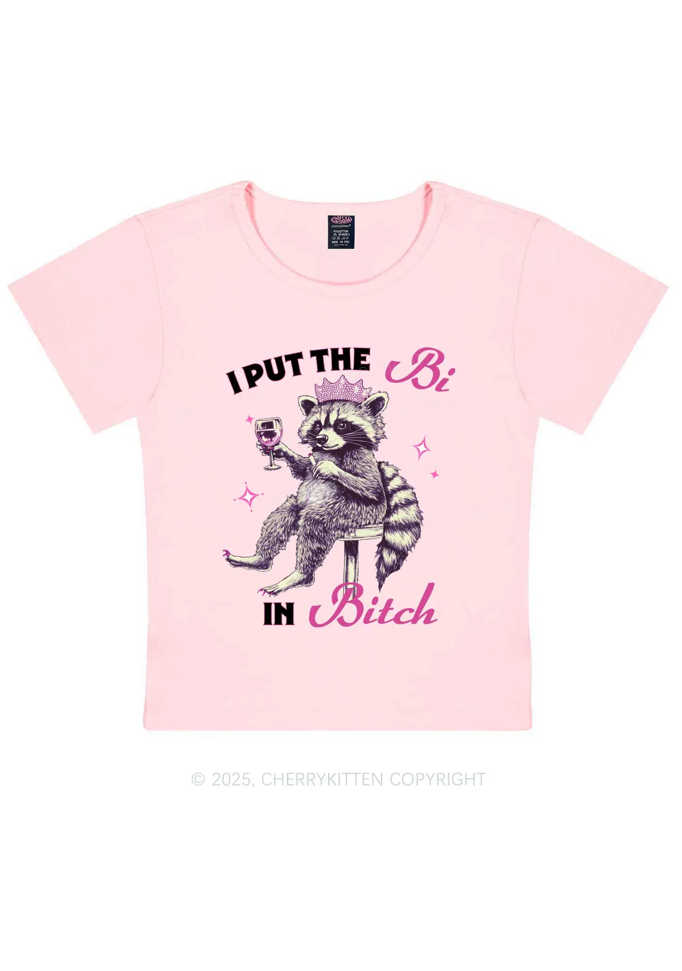 Bi Bxxch Raccoon Pride Y2K Baby Tee Cherrykitten