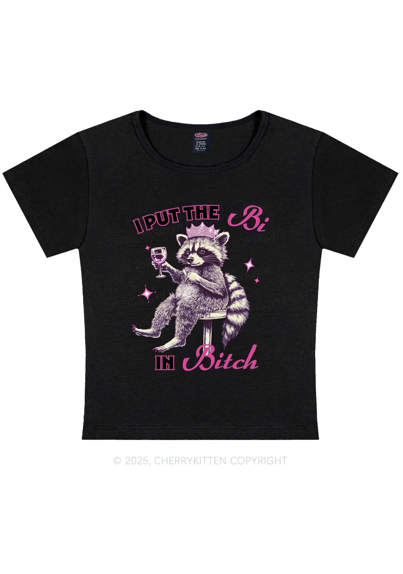 Bi Bxxch Raccoon Pride Y2K Baby Tee Cherrykitten