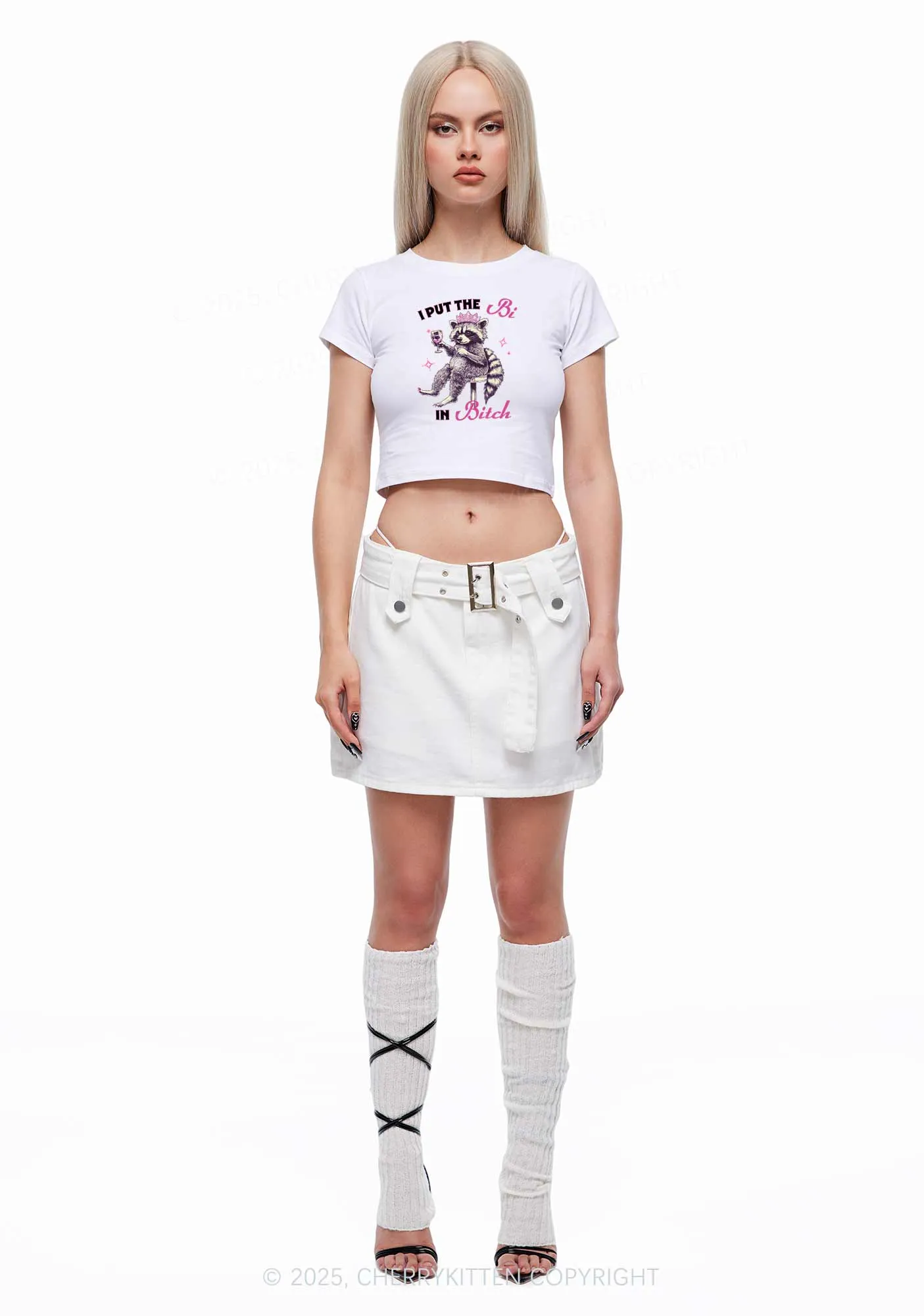 Bi Bxxch Raccoon Pride Y2K Baby Tee Cherrykitten