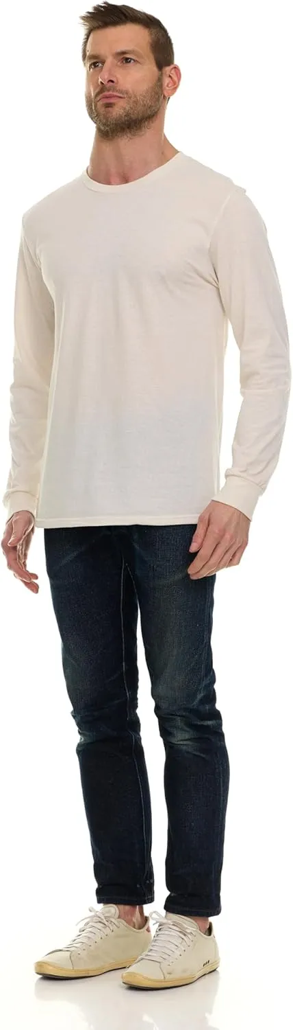 BILLIONHATS Mens Long Sleeve Colorful T-Shirts, 100% Cotton - Crew Neck Bulk Tees for Men, Wholesale Sleeved Tshirt Packs