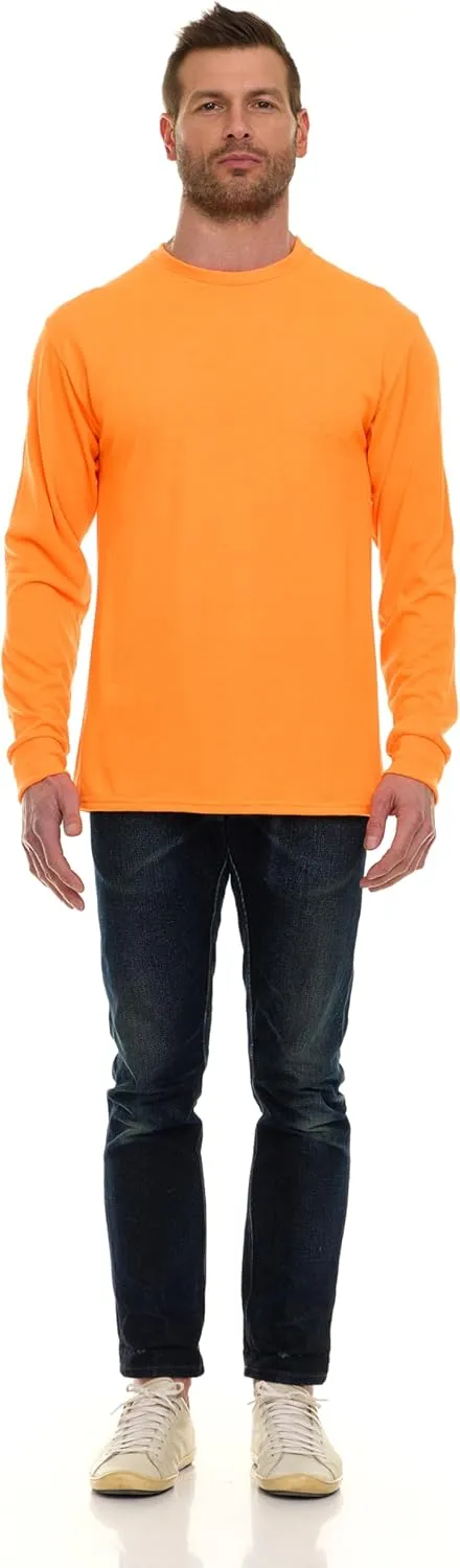 BILLIONHATS Mens Long Sleeve Colorful T-Shirts, 100% Cotton - Crew Neck Bulk Tees for Men, Wholesale Sleeved Tshirt Packs