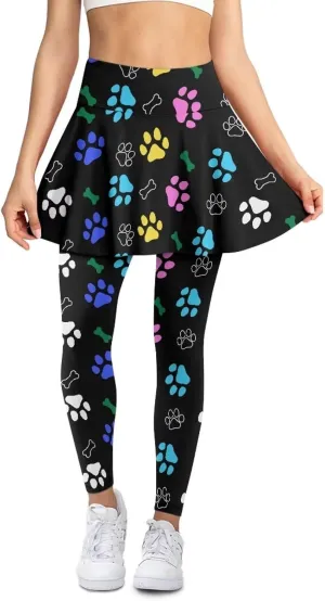 Biyejit Skirted Leggings for Women Tennis Golf Skorts Capris Gym Yoga Legging with Skirts Plus Size XS-3XL