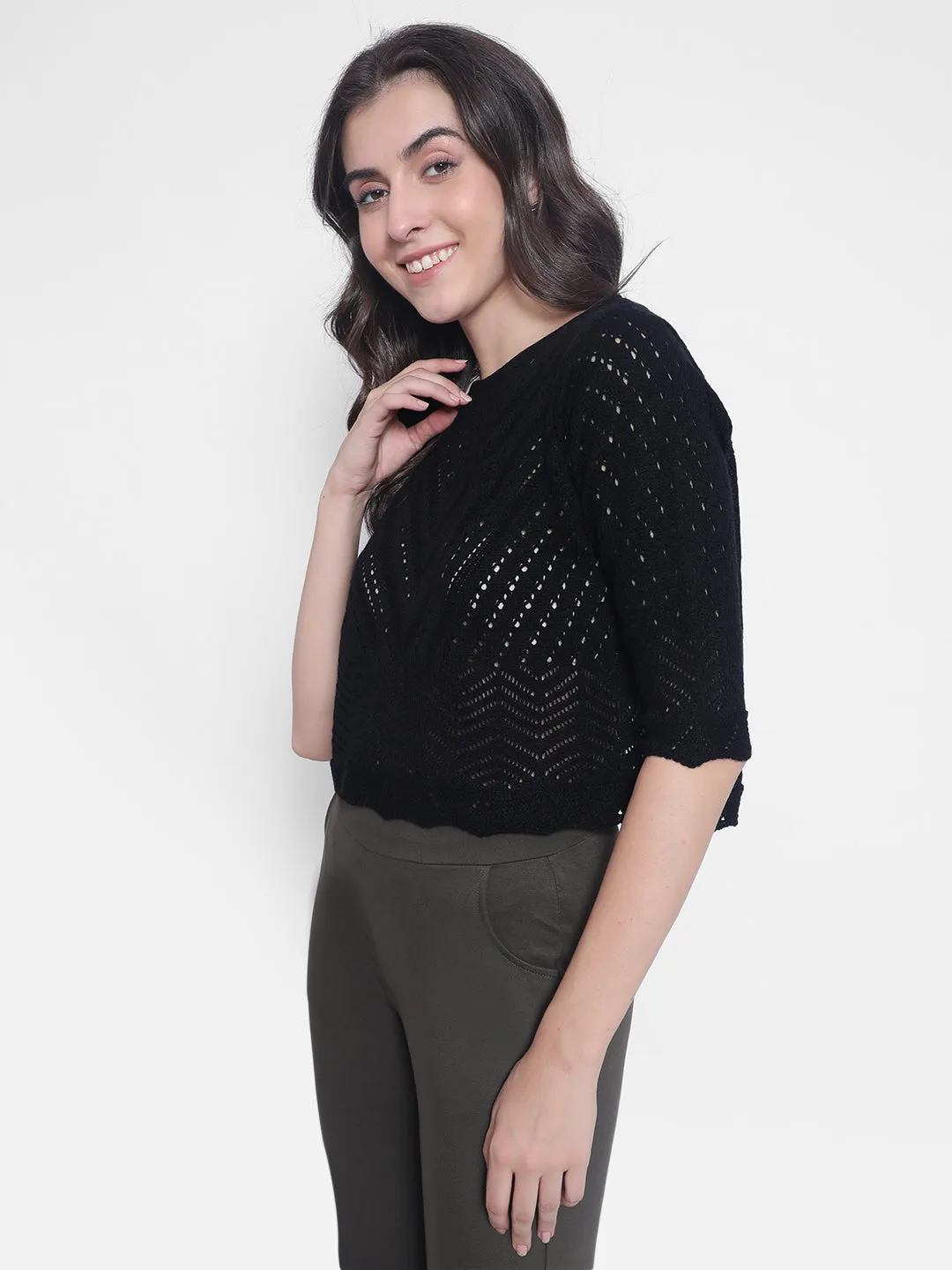 Black Crop Length Sweaters