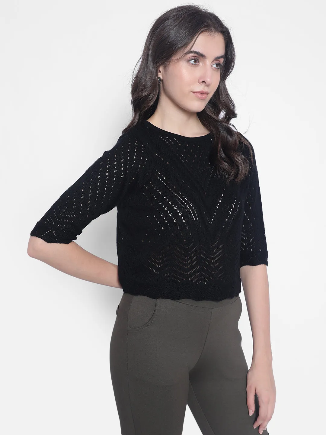 Black Crop Length Sweaters