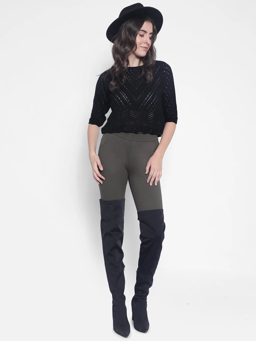 Black Crop Length Sweaters