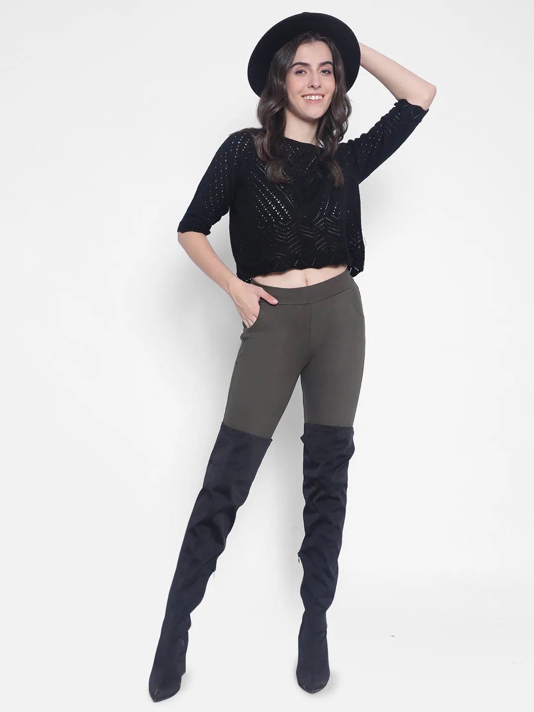 Black Crop Length Sweaters
