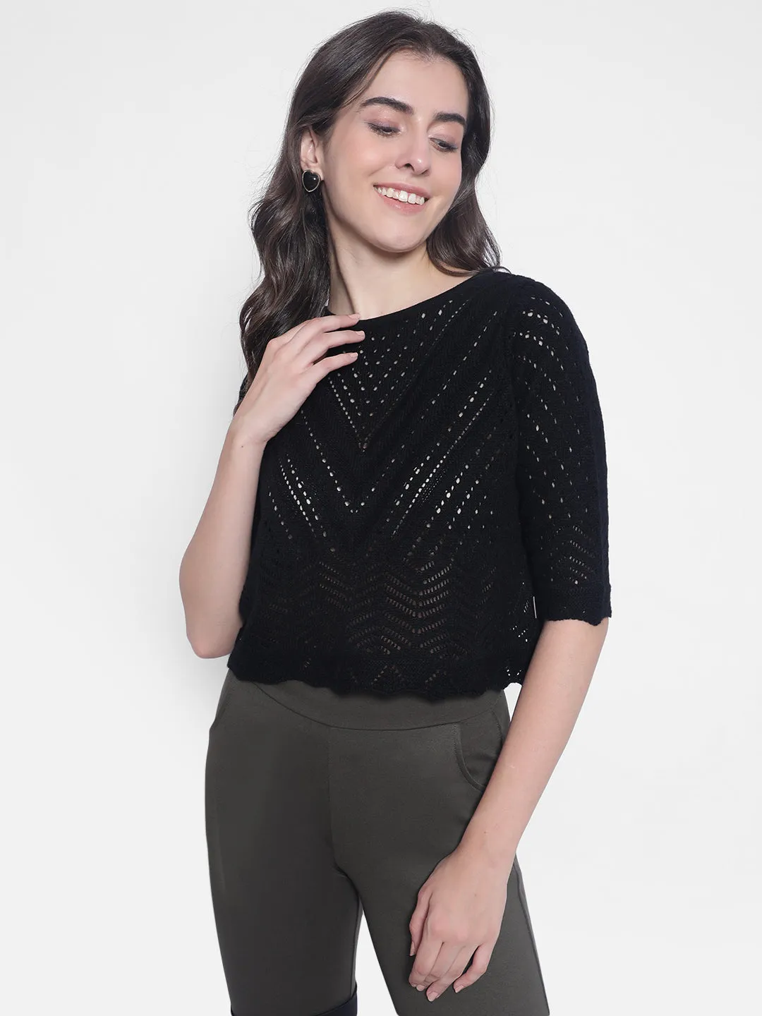 Black Crop Length Sweaters