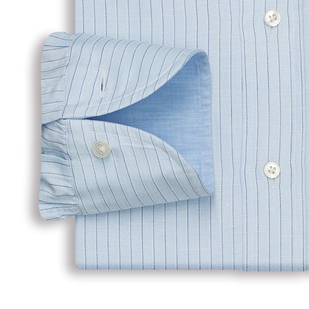 Blue Striped Cotton Linen Shirt