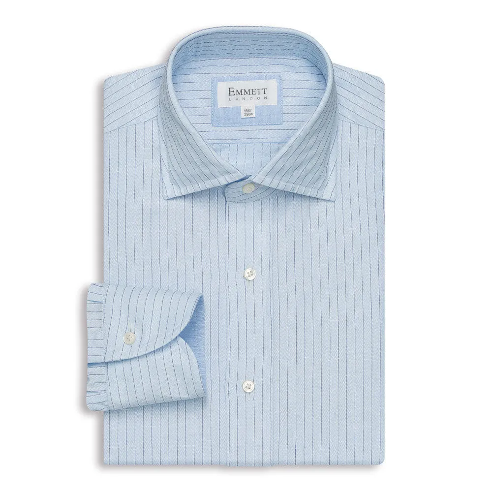 Blue Striped Cotton Linen Shirt