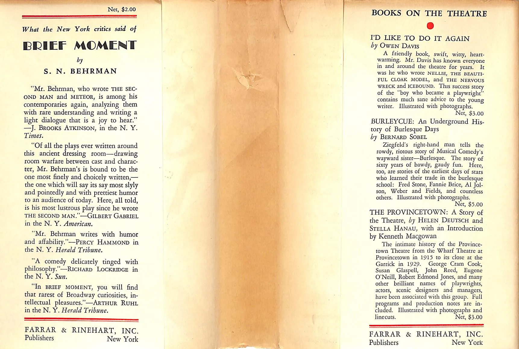 Brief Moment: A Comedy in Three Acts by S.N. Behrman