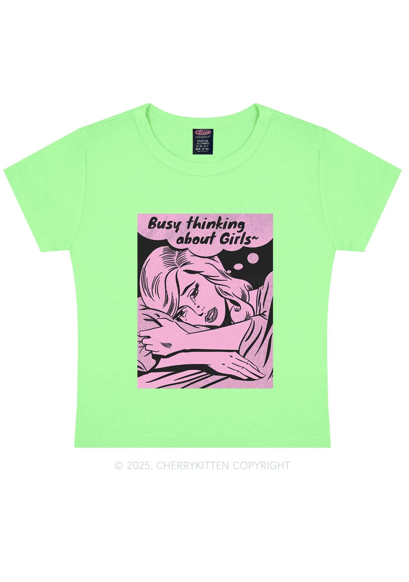Busy Thinking About Girls Y2K Baby Tee Cherrykitten