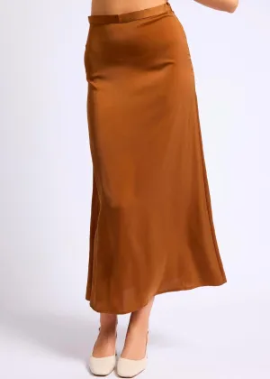 Caramel Bias Cut Maxi Skirt