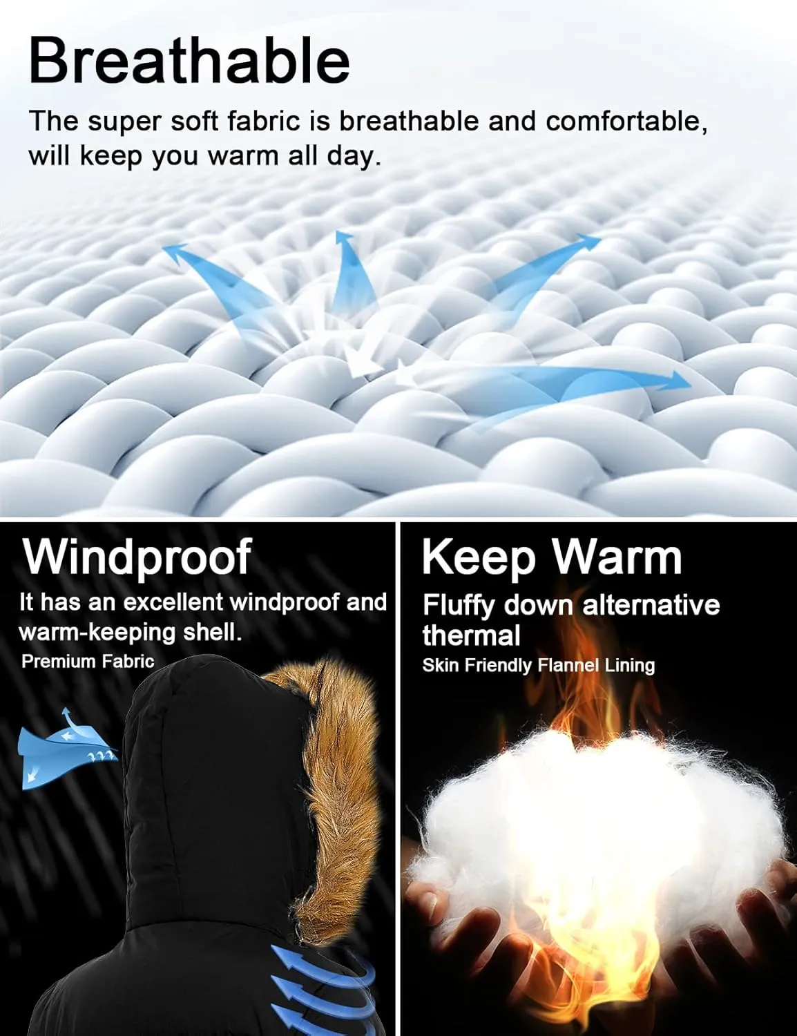 CHERFLY Women's Winter Puffer Coat Heavy Warm Long Parka Down Jacket with Fur Hood
