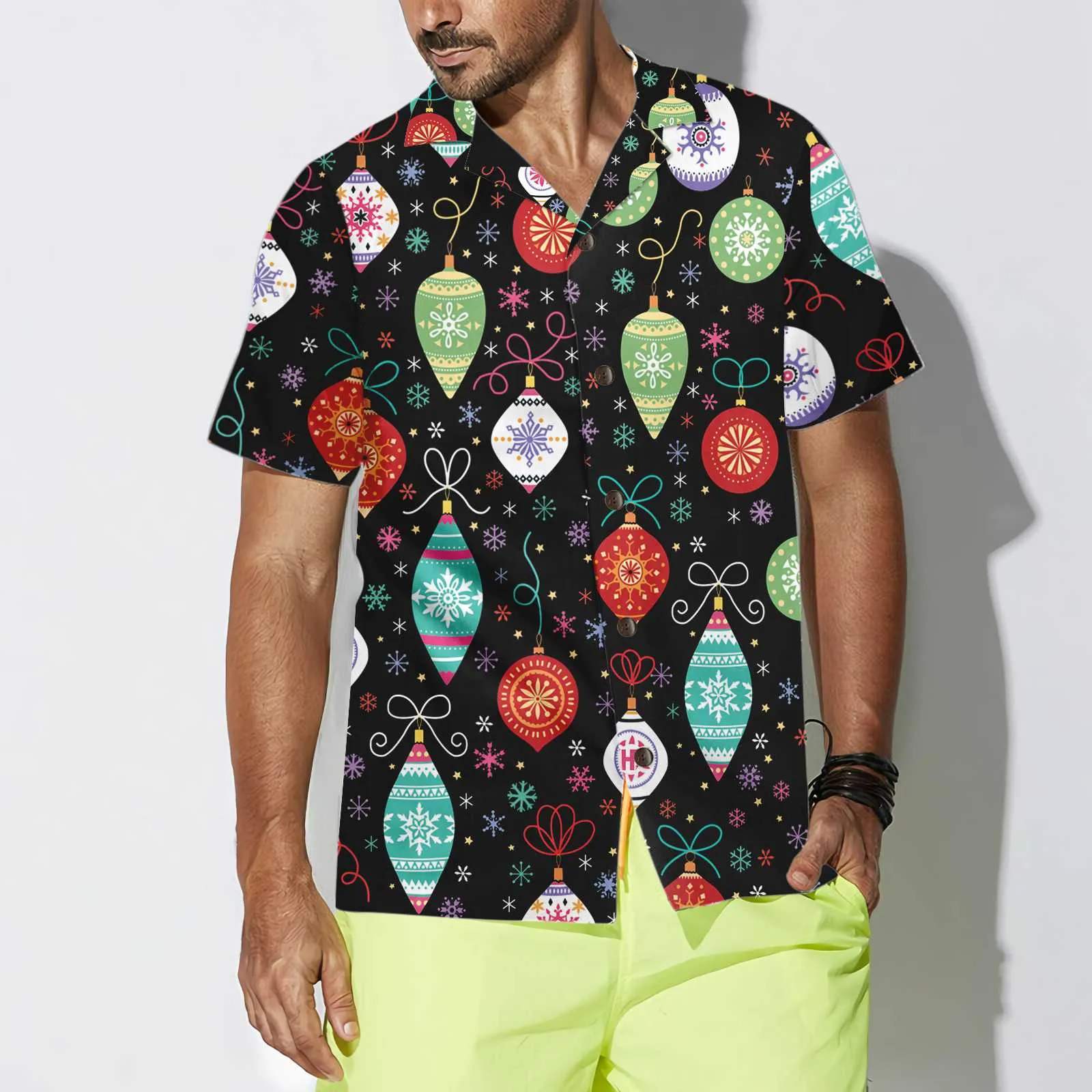 Christmas Ornament Pattern Hawaiian Shirt, Funny Christmas Shirt For Men, Best Christmas Gift For lover, Friend, Family