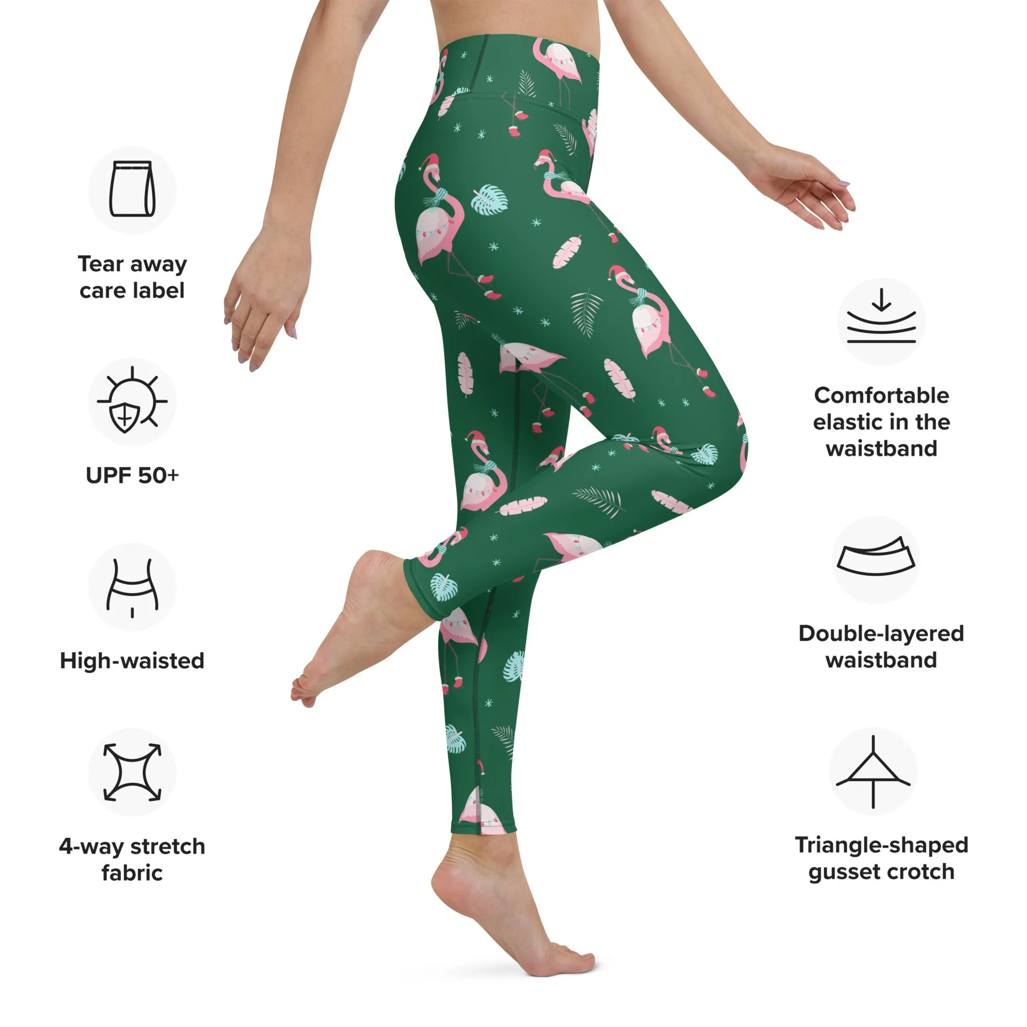 Christmassy Flamingos Yoga Leggings