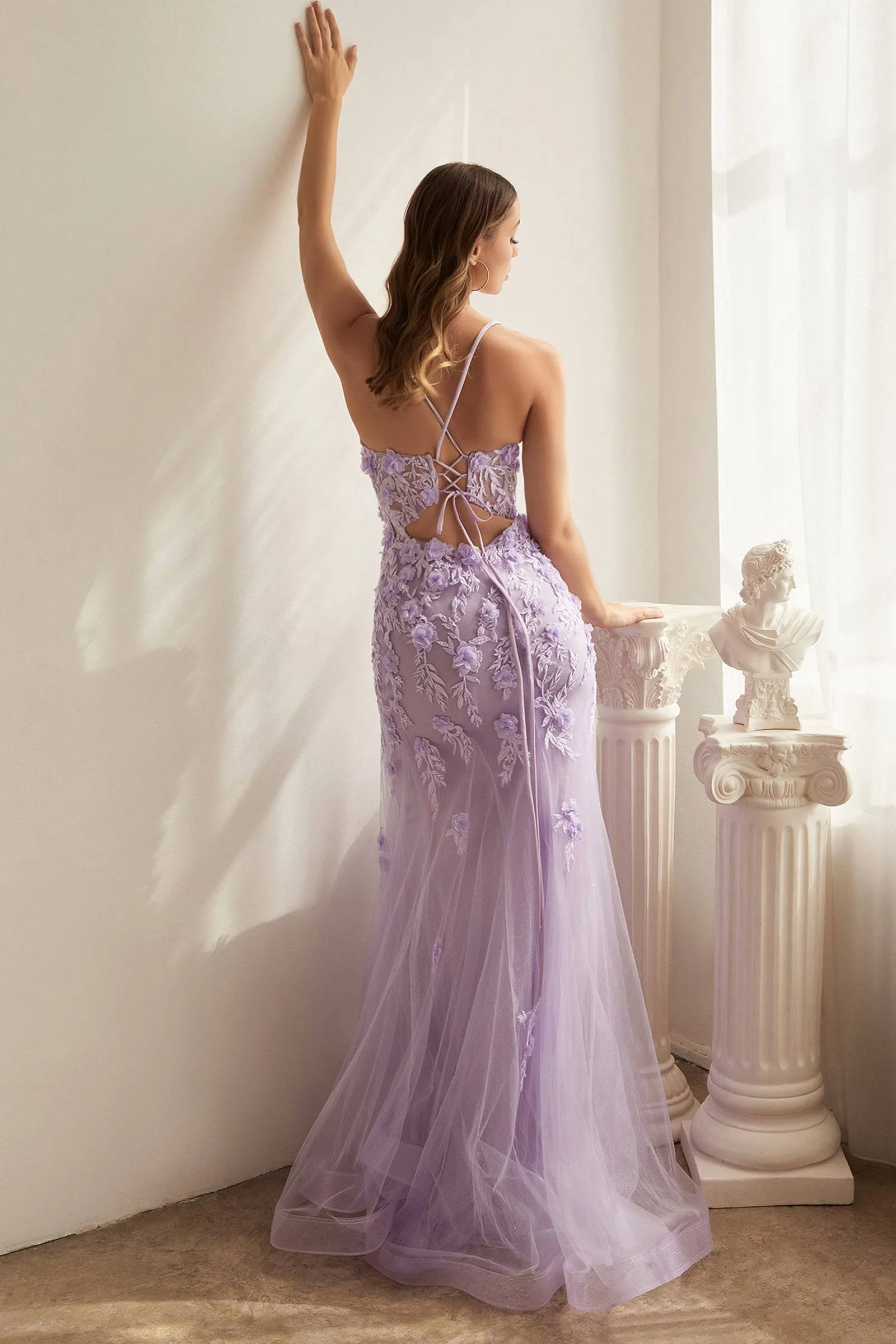 Cinderella Divine CD995 Shimmering Floral Lace Corset Dress