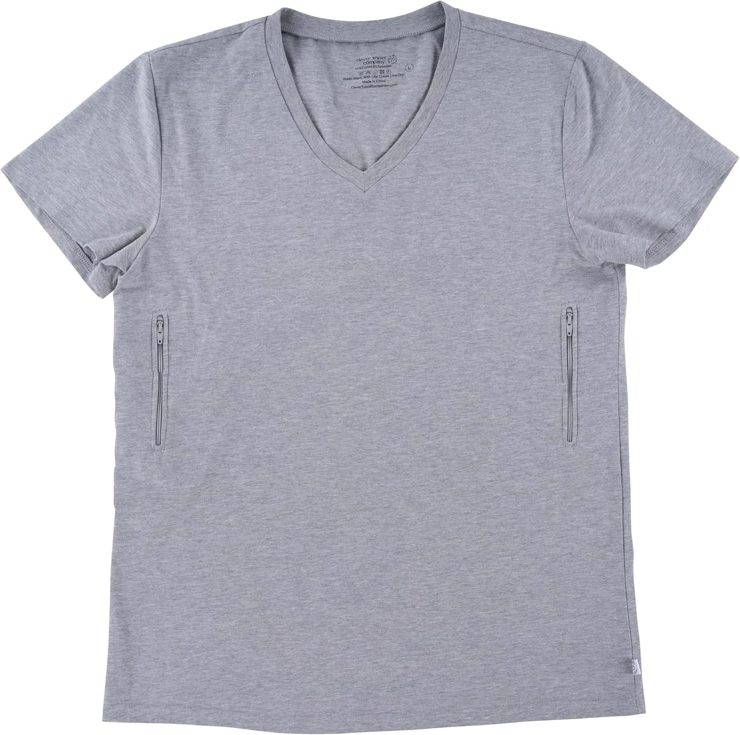 Clever Travel Companion V-Necked Men's Tee Shirt - Pickpocket Proof Sublimation Tees with 2 Secret Hidden Pocket