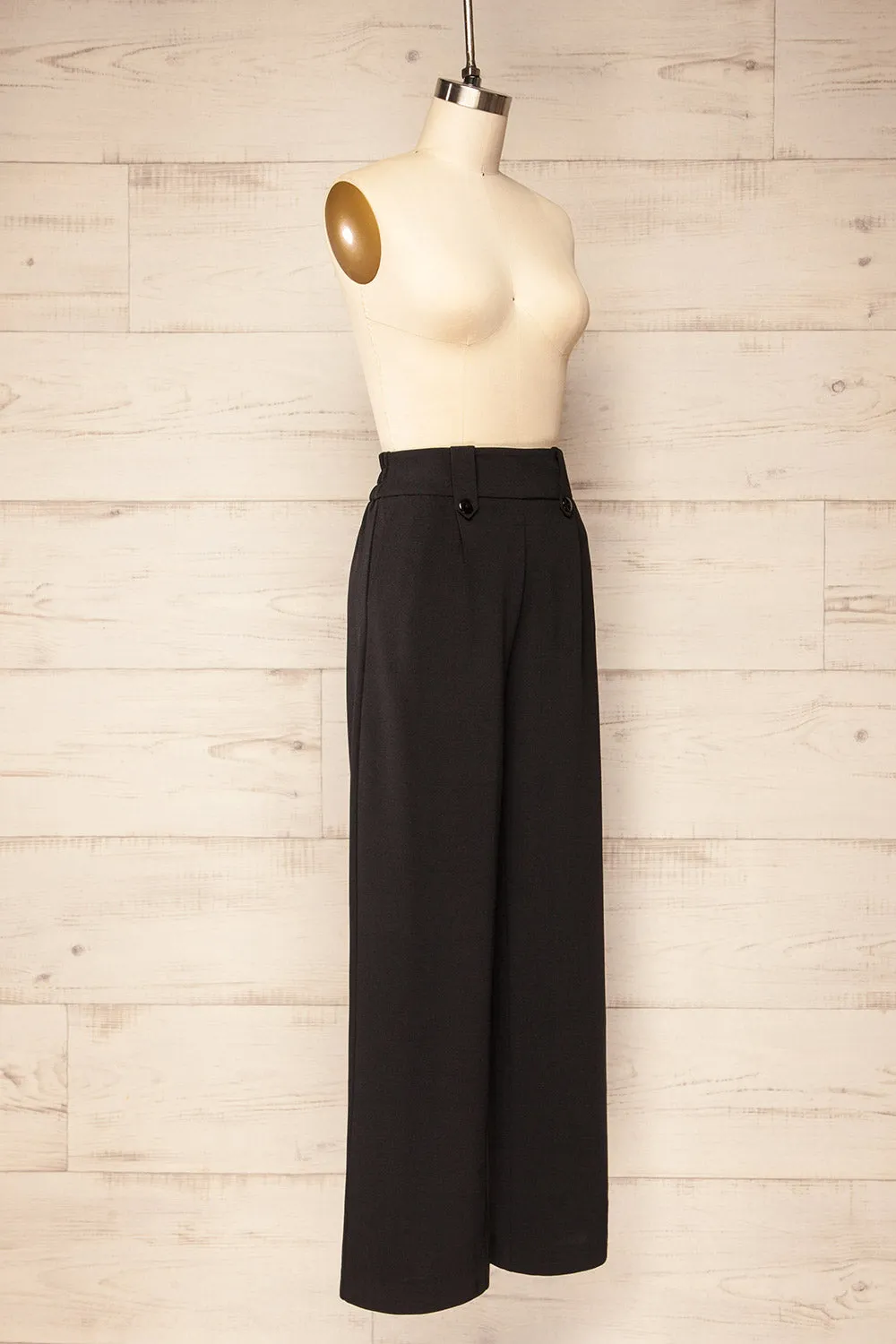 Clovelly Black | Straight-Leg Pants w/ Pockets