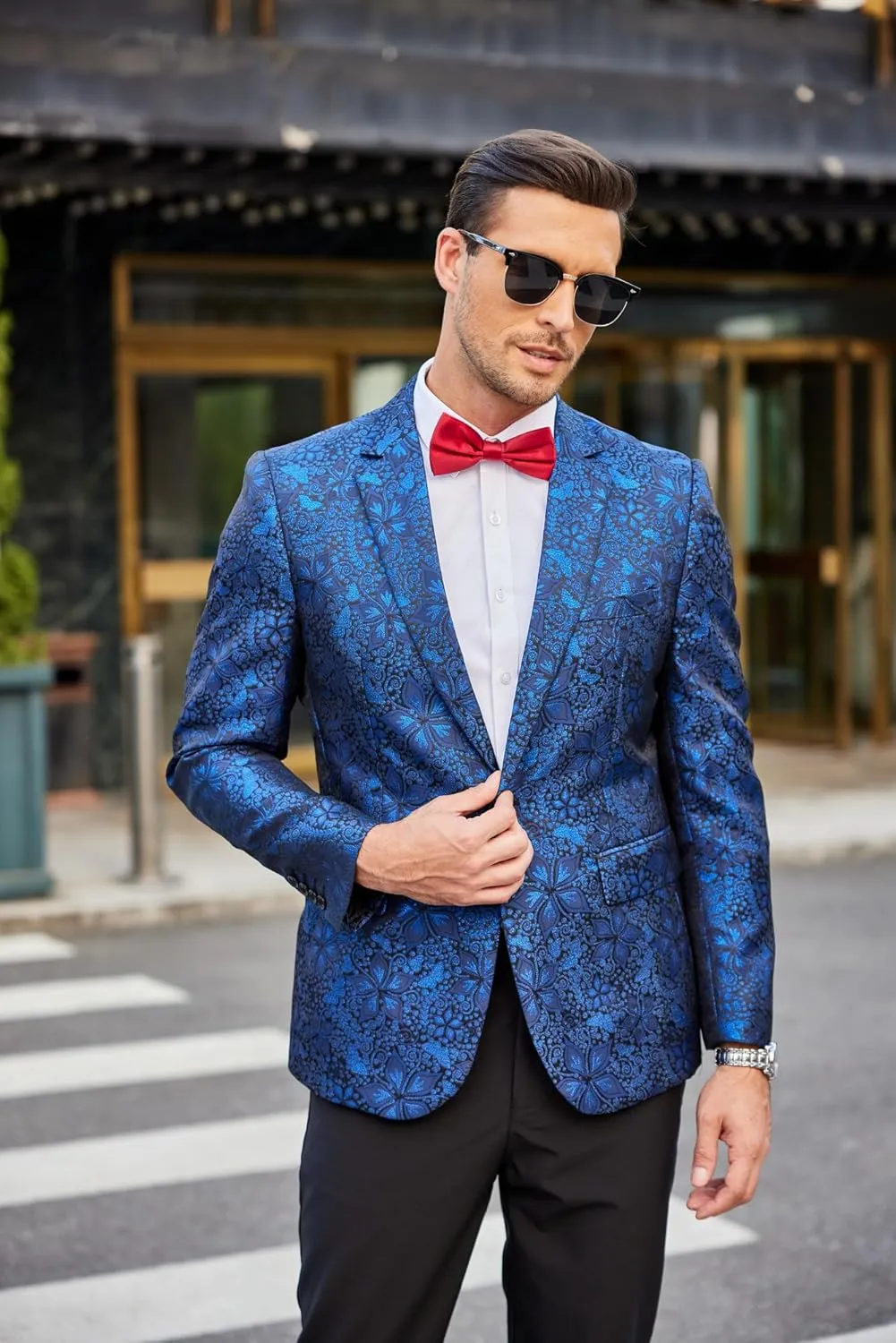 COOFANDY Mens Floral Tuxedo Jackets Slim Fit Suit Blazer Jacket for Wedding Dinner Prom