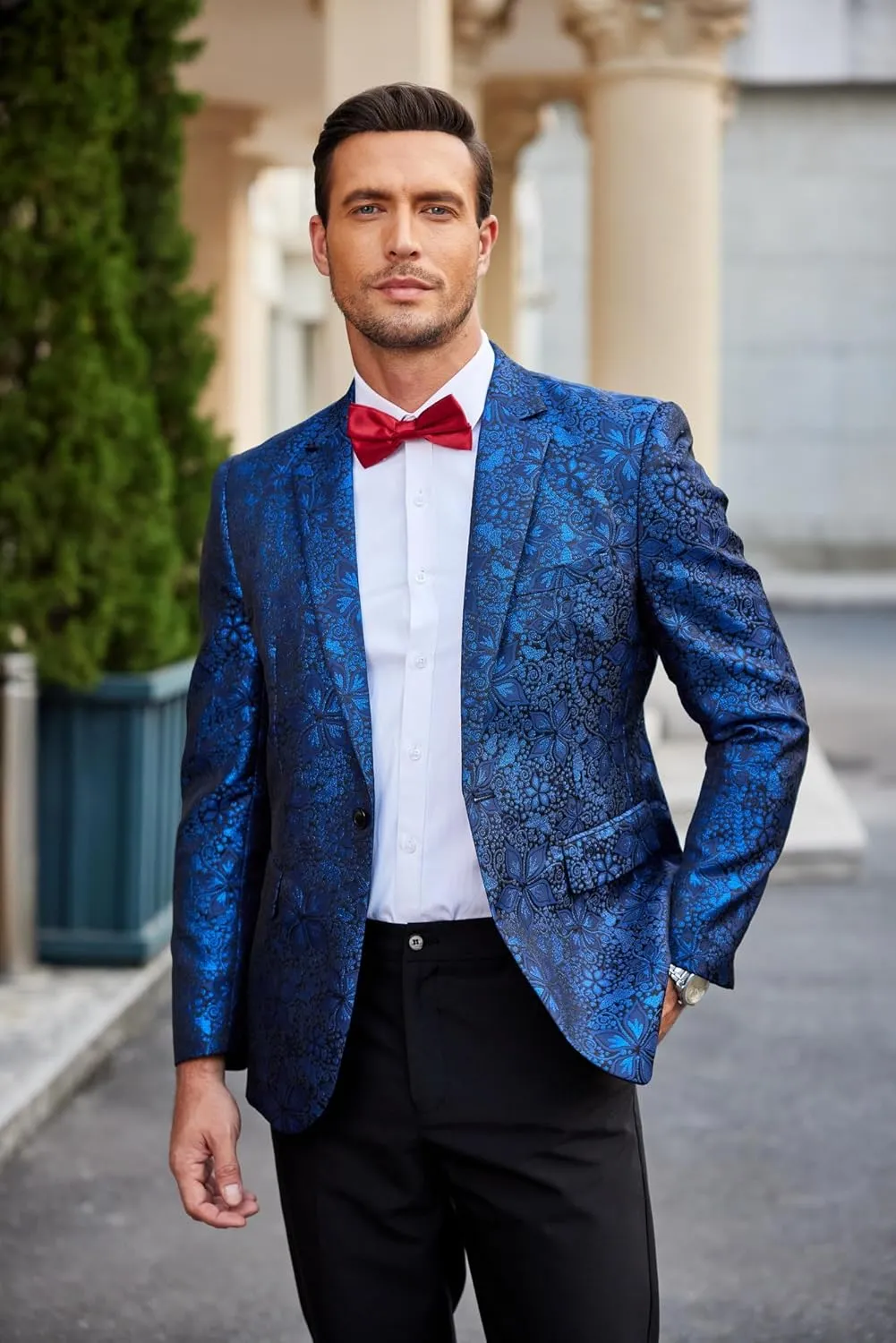 COOFANDY Mens Floral Tuxedo Jackets Slim Fit Suit Blazer Jacket for Wedding Dinner Prom