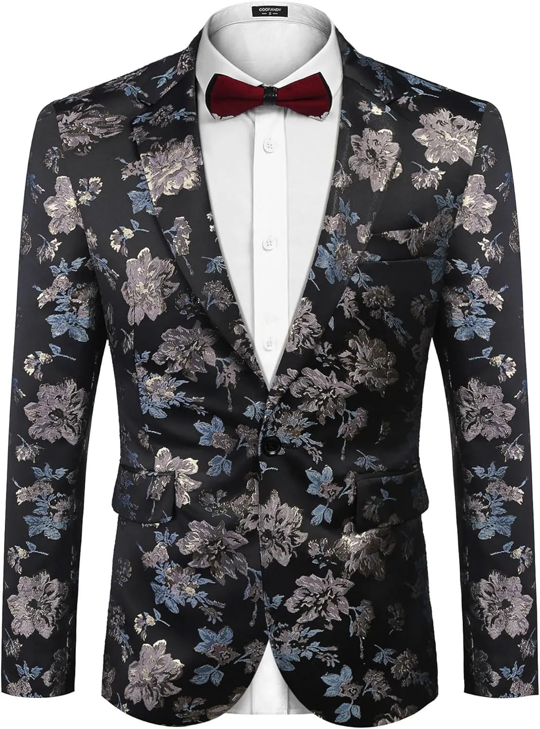 COOFANDY Mens Floral Tuxedo Jackets Slim Fit Suit Blazer Jacket for Wedding Dinner Prom
