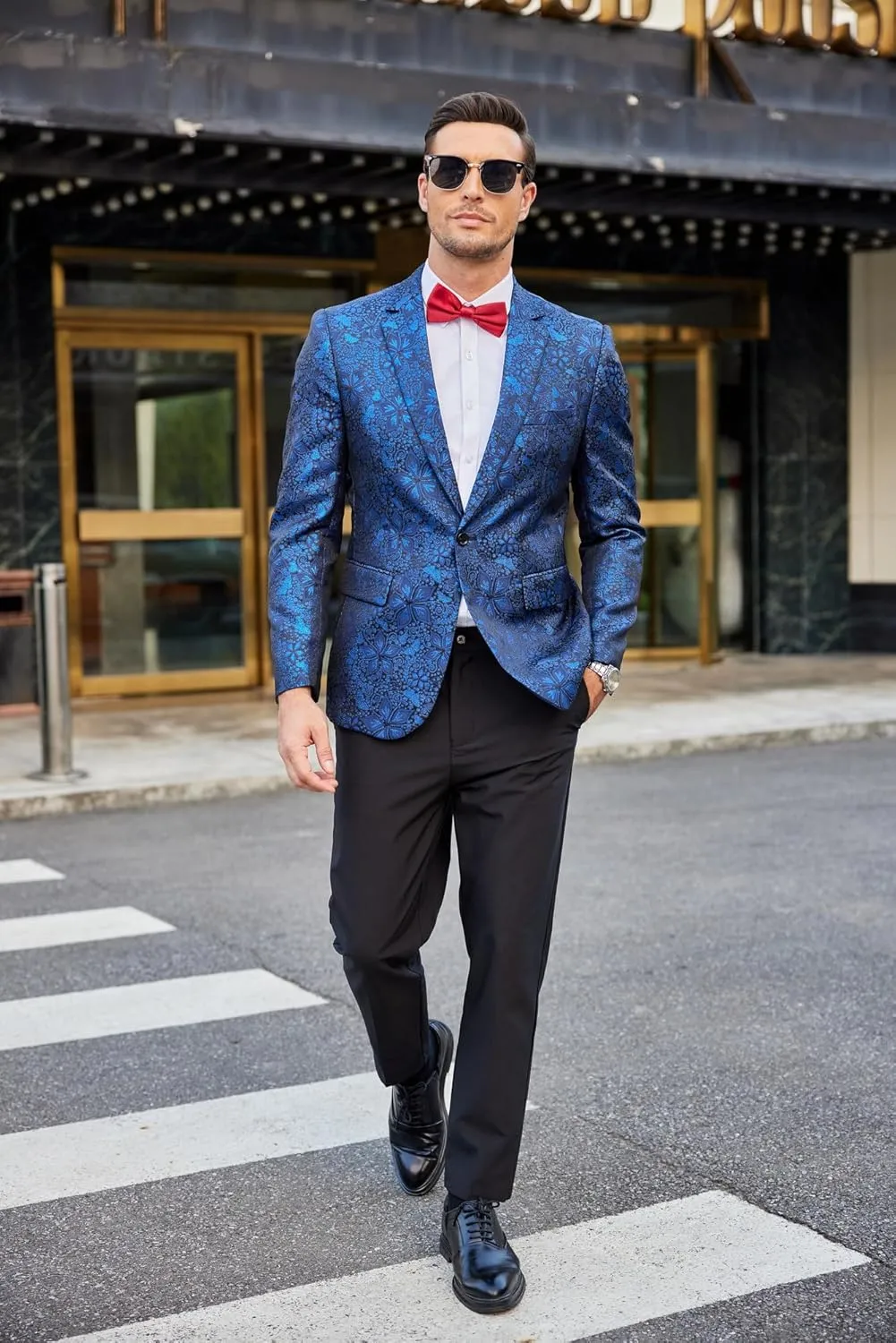 COOFANDY Mens Floral Tuxedo Jackets Slim Fit Suit Blazer Jacket for Wedding Dinner Prom