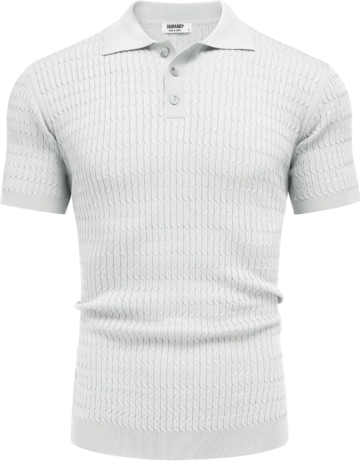 COOFANDY Mens Knit Polo Shirt Short Sleeve Vintage Textured Casual Golf Shirts Summer Beach Top