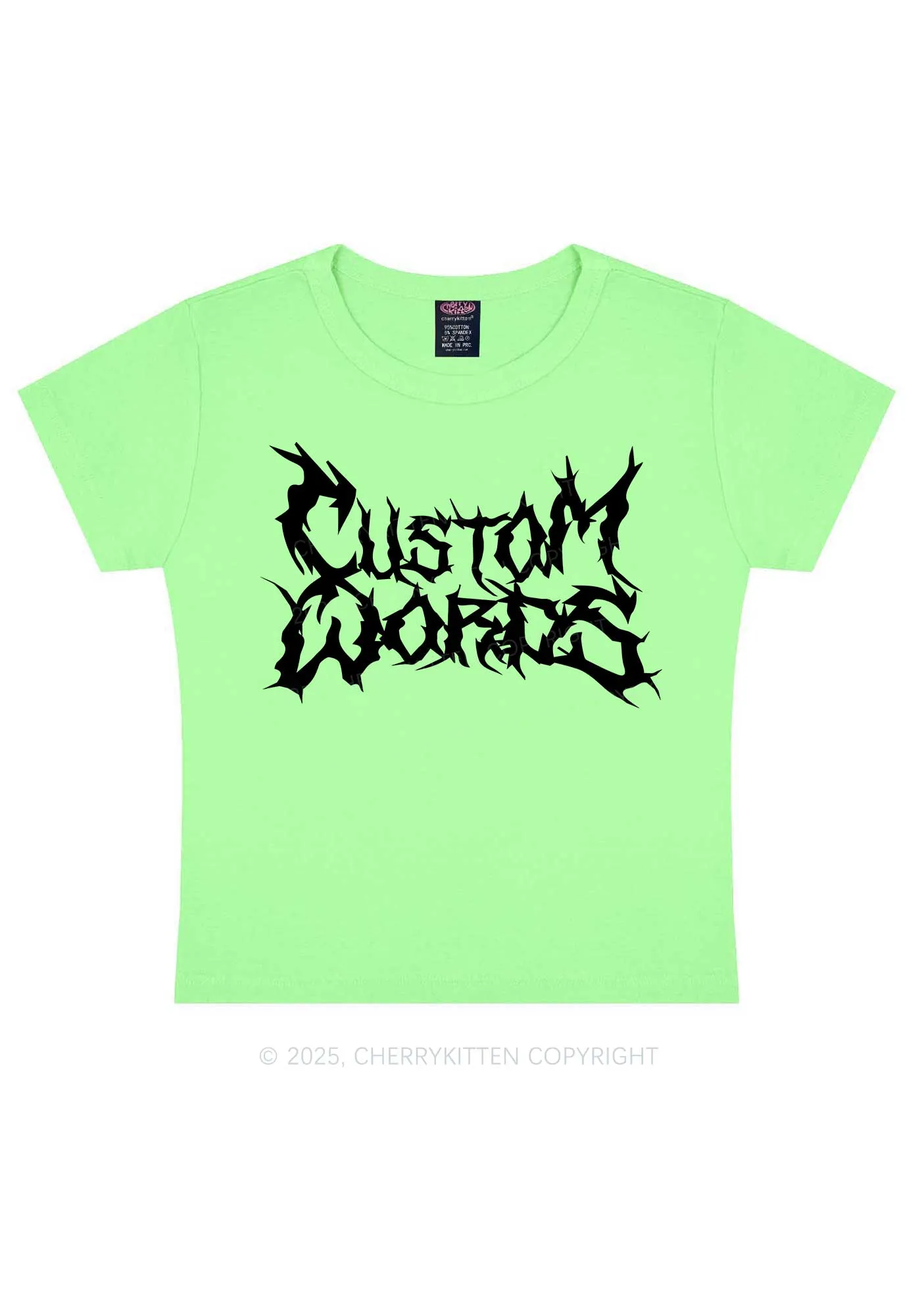 Custom Text Punk Font Y2K Baby Tee Cherrykitten