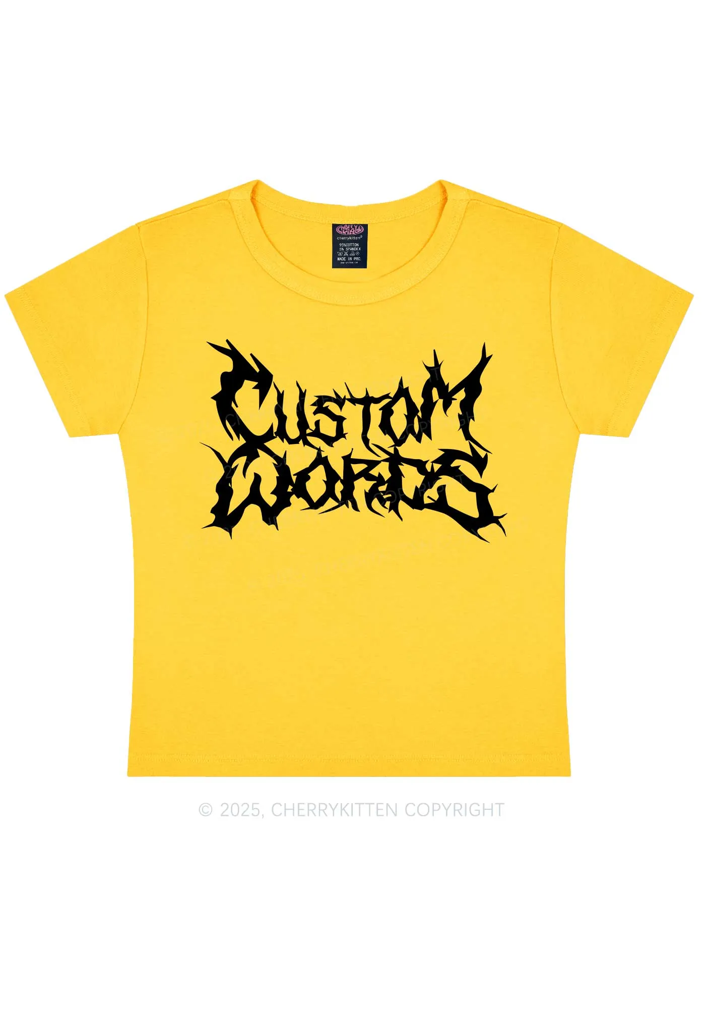 Custom Text Punk Font Y2K Baby Tee Cherrykitten