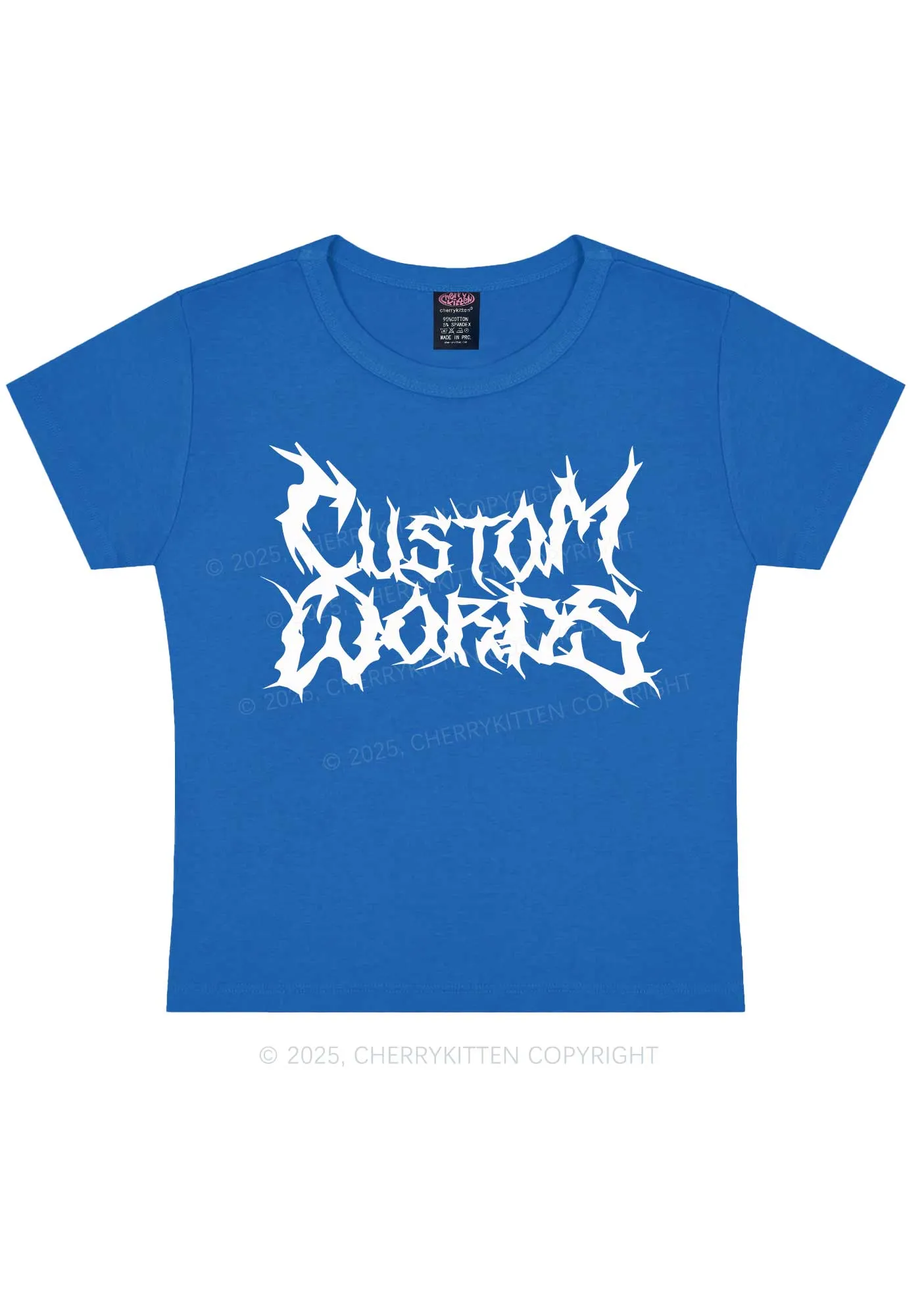 Custom Text Punk Font Y2K Baby Tee Cherrykitten
