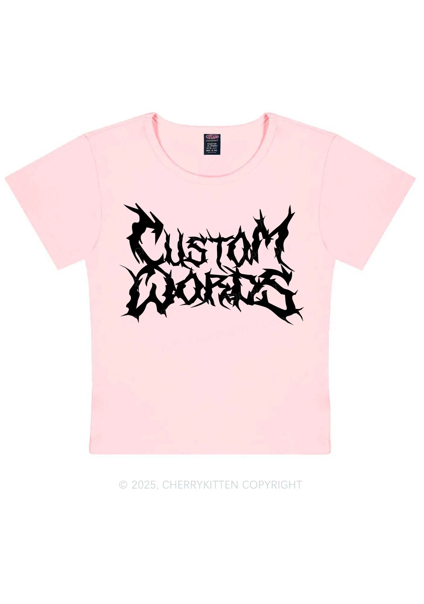 Custom Text Punk Font Y2K Baby Tee Cherrykitten