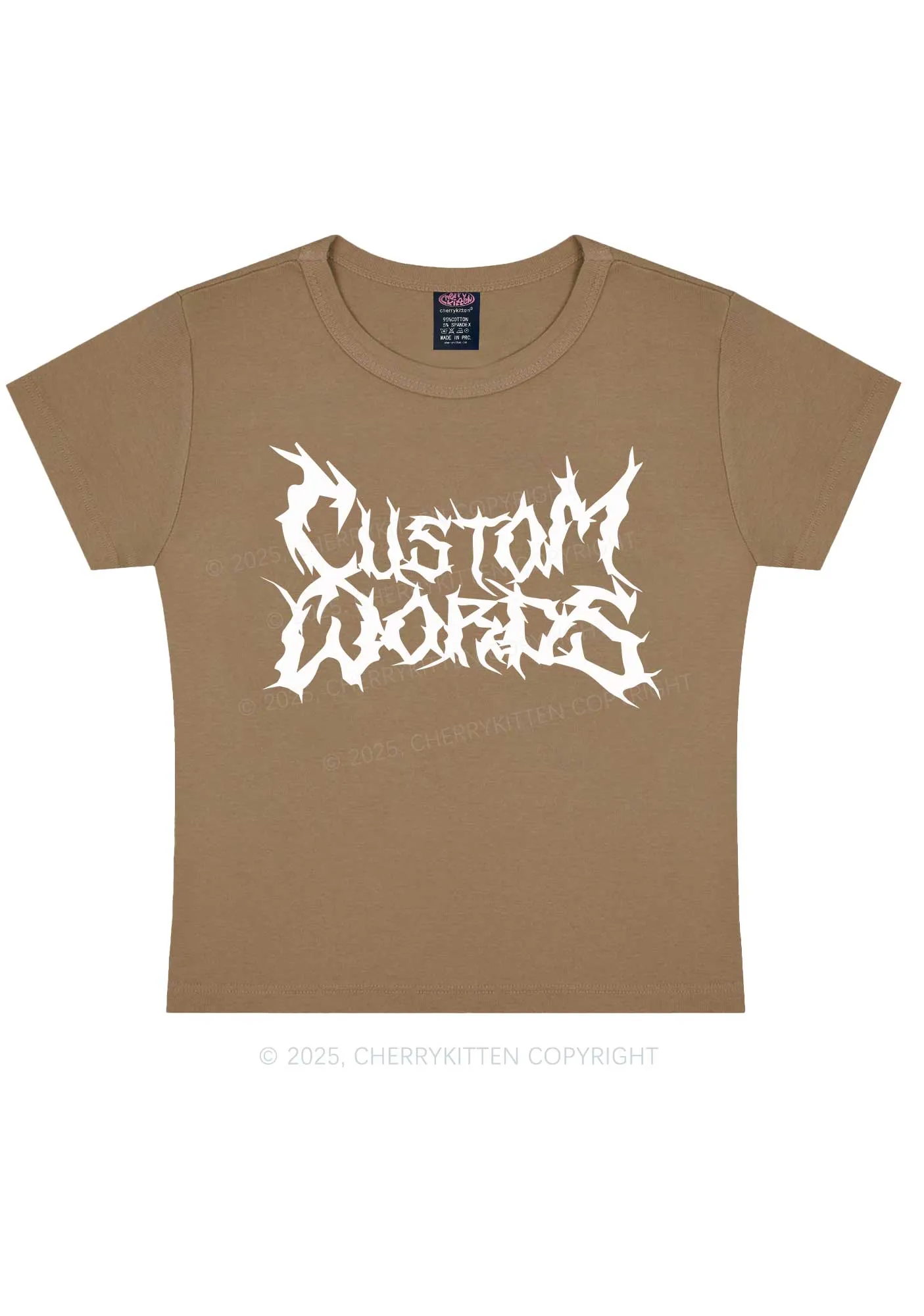 Custom Text Punk Font Y2K Baby Tee Cherrykitten