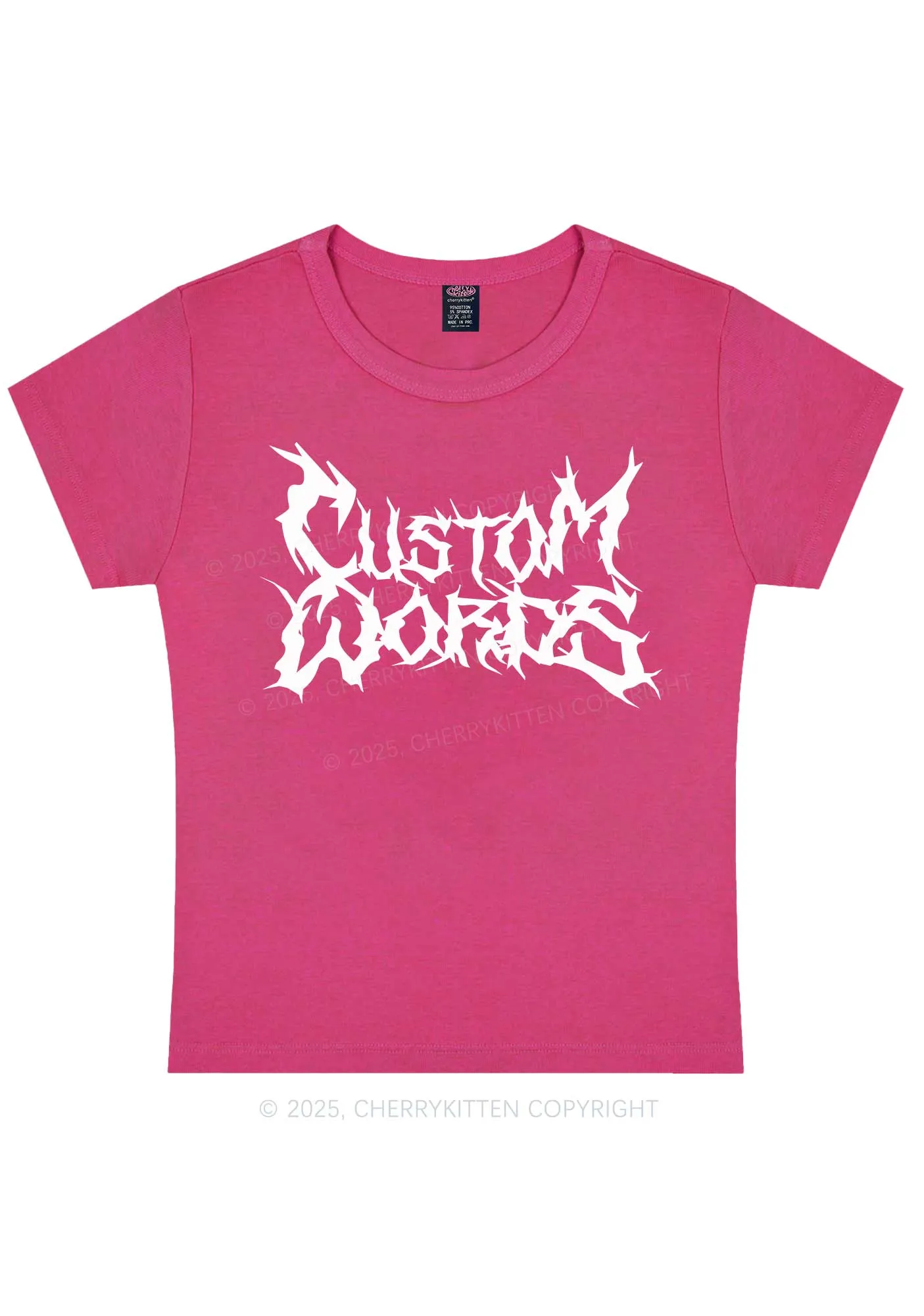 Custom Text Punk Font Y2K Baby Tee Cherrykitten