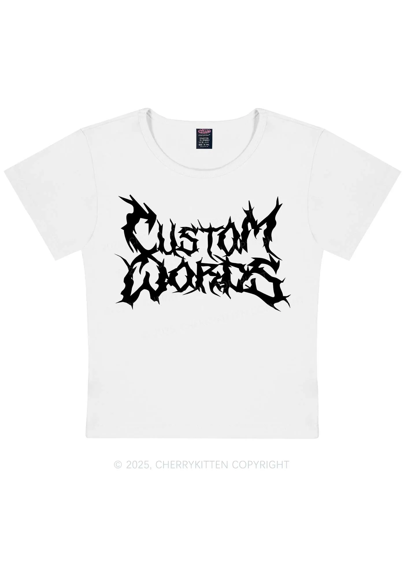 Custom Text Punk Font Y2K Baby Tee Cherrykitten