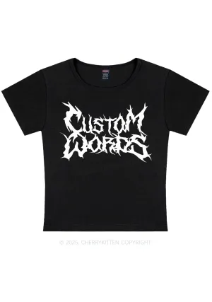 Custom Text Punk Font Y2K Baby Tee Cherrykitten