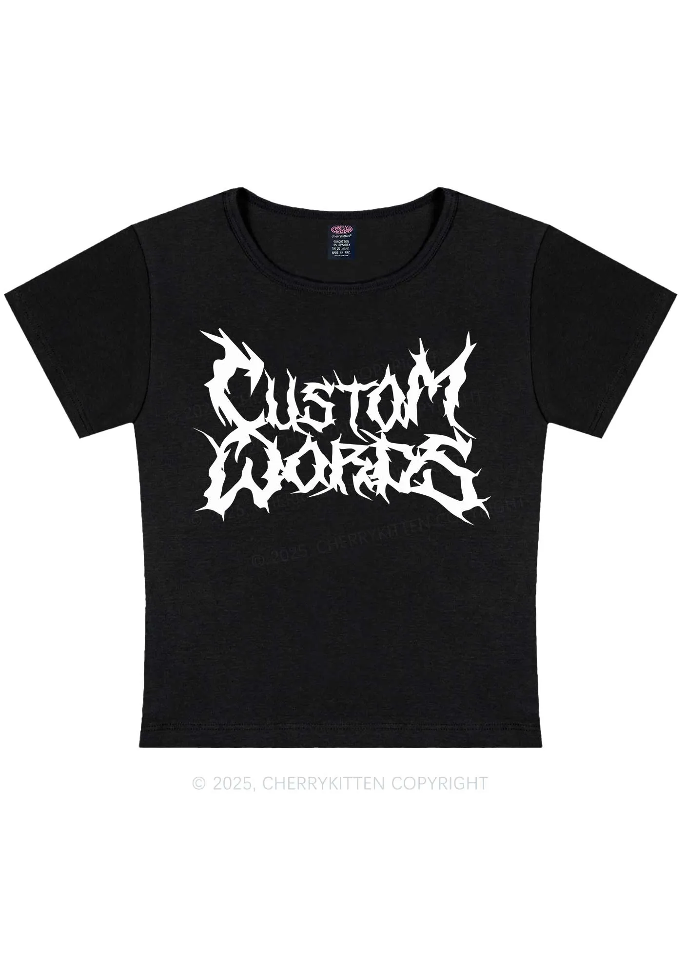 Custom Text Punk Font Y2K Baby Tee Cherrykitten