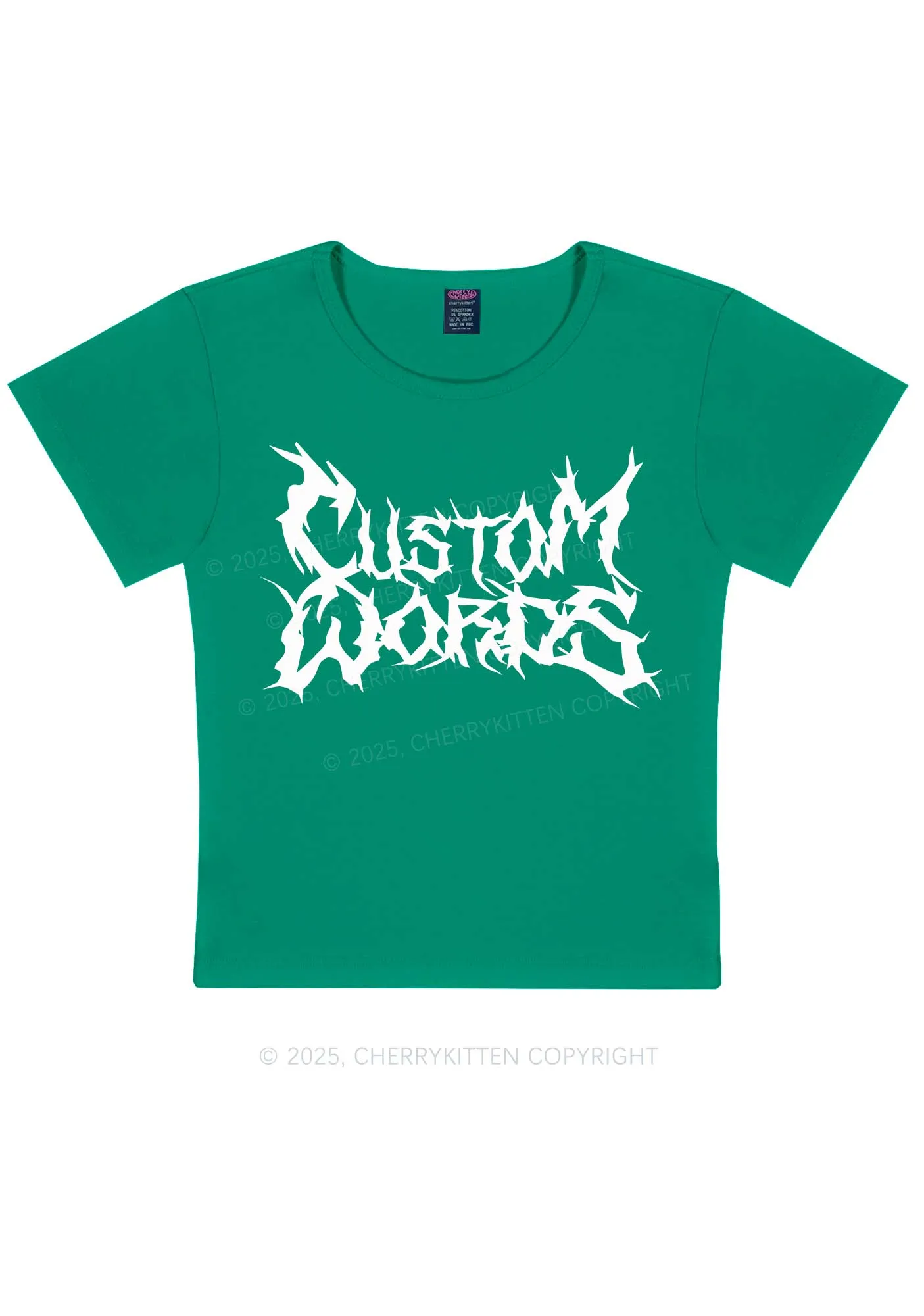 Custom Text Punk Font Y2K Baby Tee Cherrykitten