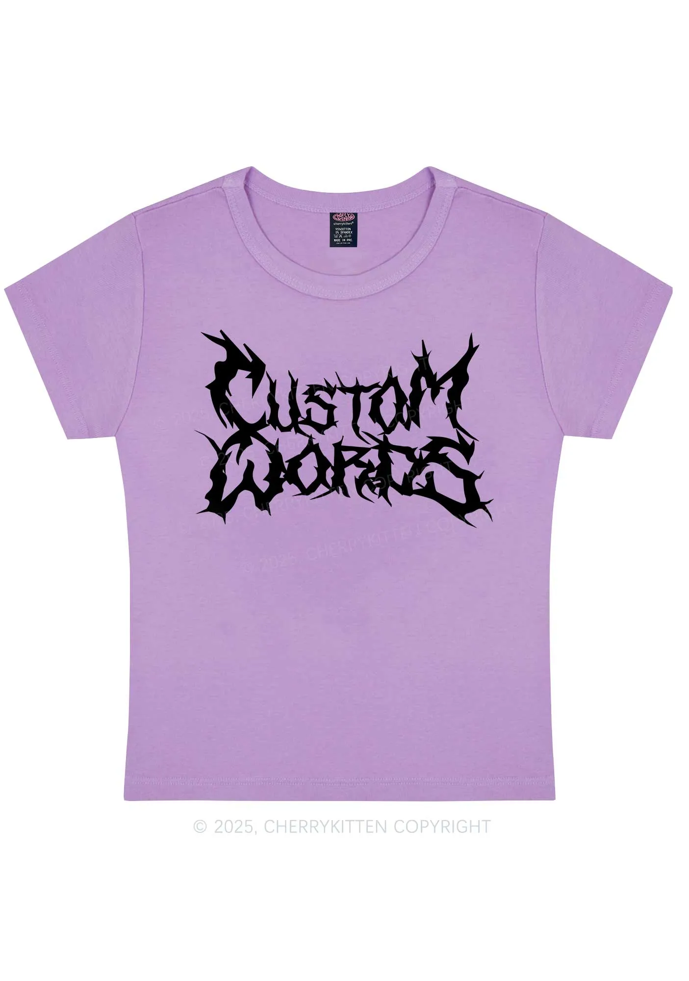 Custom Text Punk Font Y2K Baby Tee Cherrykitten