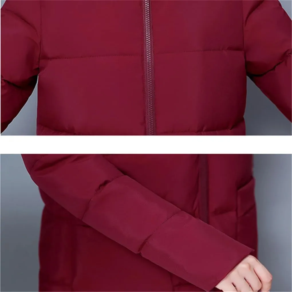 DBFBDTU Women Warm Thick Parka Outwear Top Jacket Loose Hooded Cotton Padded Coat Mid-Length Overcoat