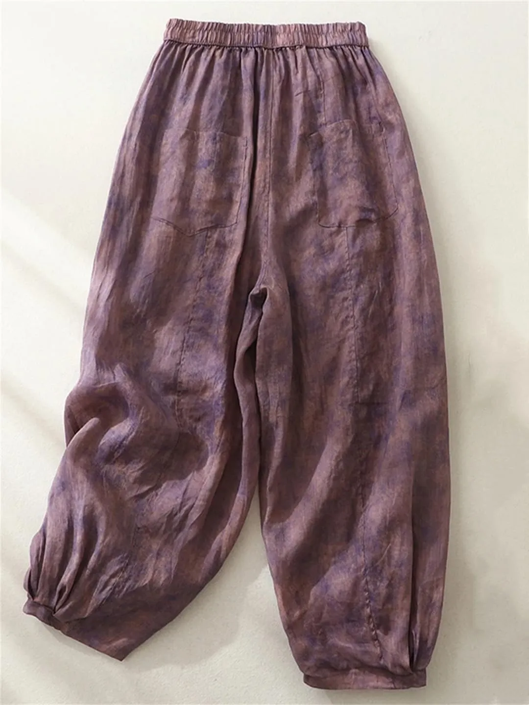 Dndrdhfb Women's Cotton and Linen Bloomers High Waisted Thin Wide Leg Pants Casual Harem Pants