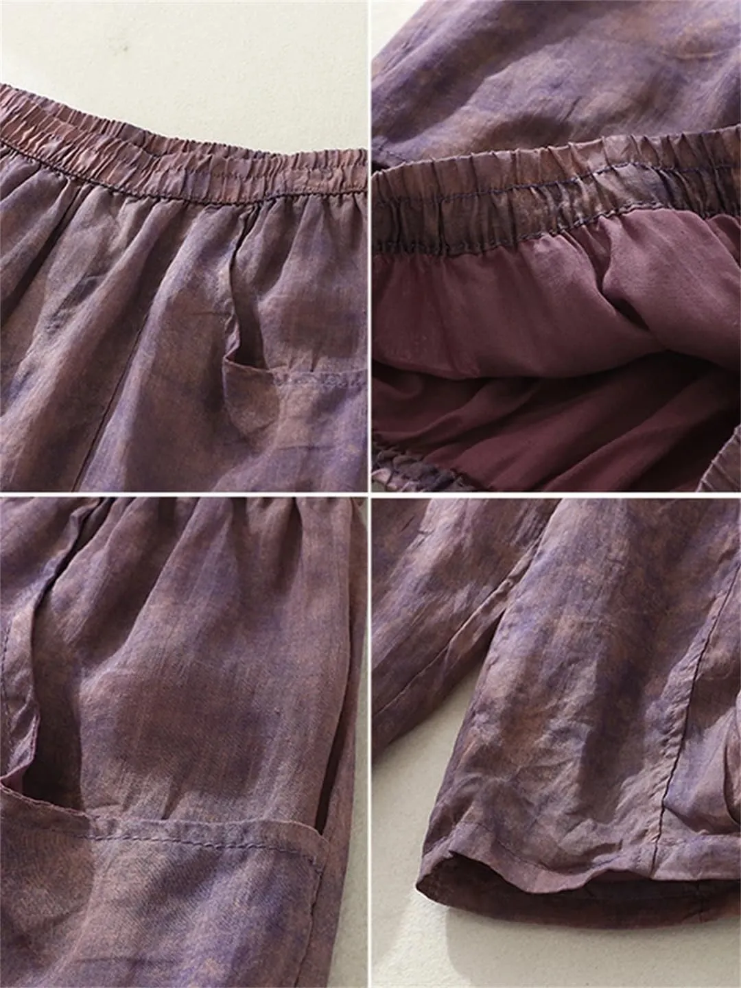 Dndrdhfb Women's Cotton and Linen Bloomers High Waisted Thin Wide Leg Pants Casual Harem Pants