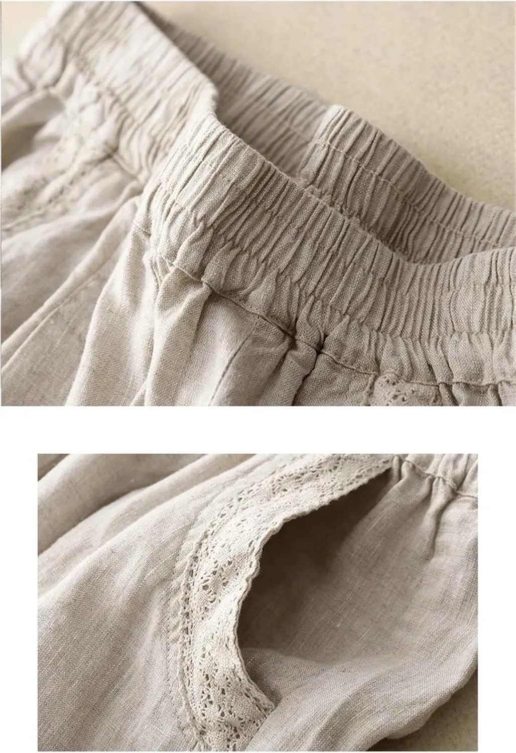 Dndrdhfb Women's Solid Color Wide Leg Pants Casual Cotton Linen High Waist Harem Pants