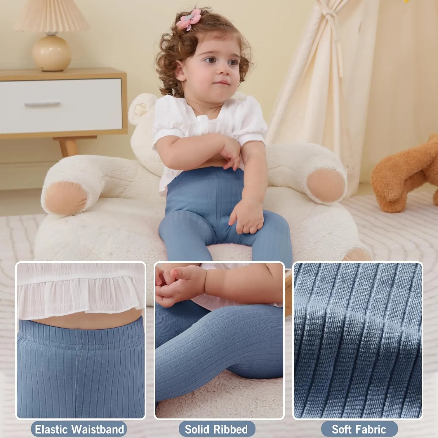 DREAM BUS Baby Girl Boy Pants Toddler Leggings Solid Ribbed Toddler Sweatpants Infant Newborn Leggings Baby Boy Jogger Pants