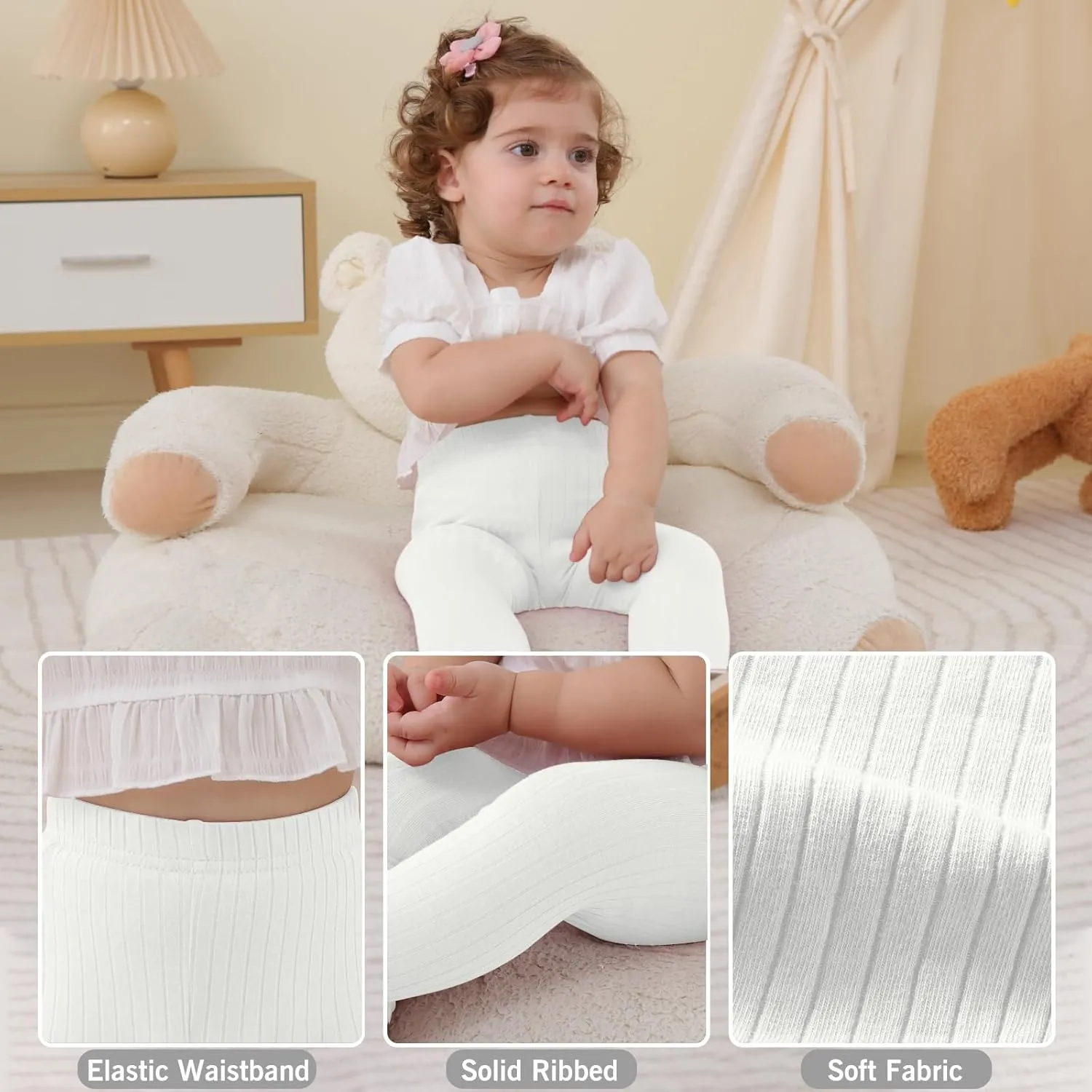 DREAM BUS Baby Girl Boy Pants Toddler Leggings Solid Ribbed Toddler Sweatpants Infant Newborn Leggings Baby Boy Jogger Pants