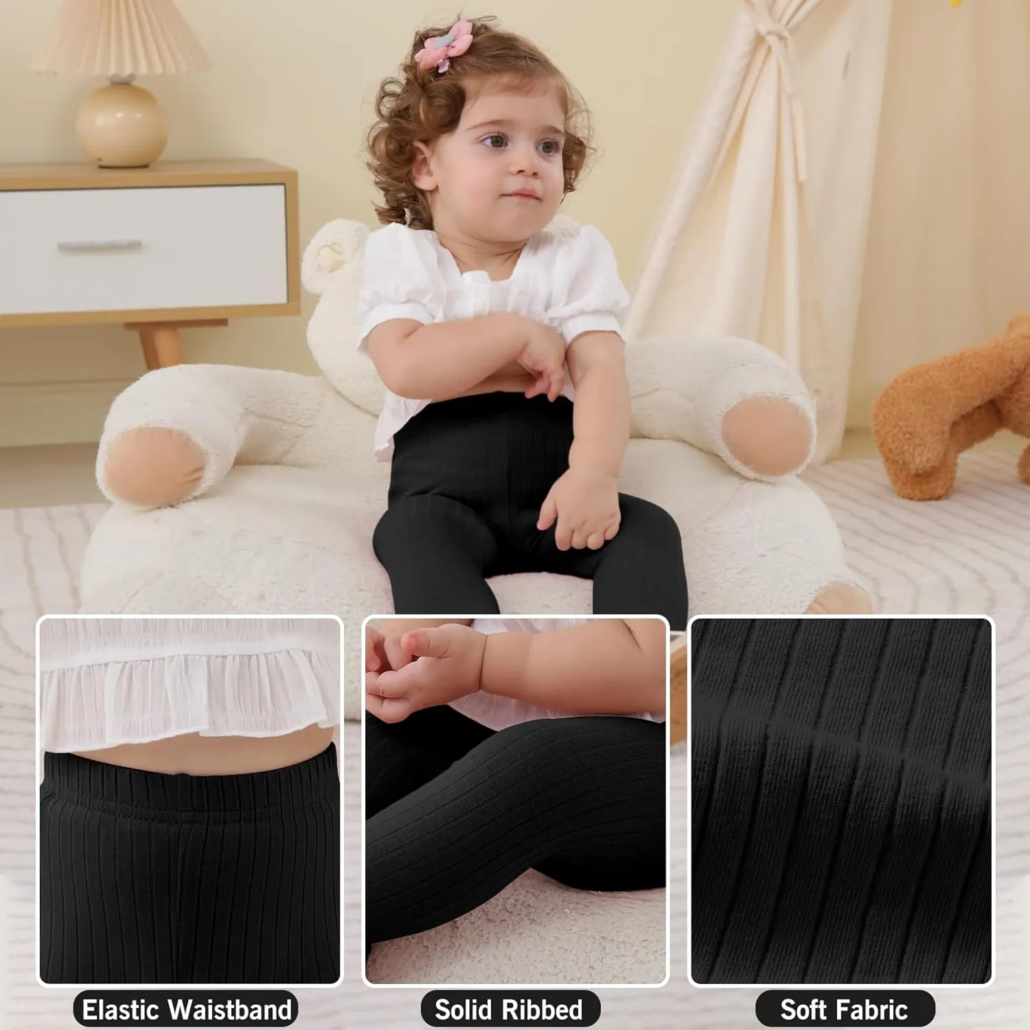 DREAM BUS Baby Girl Boy Pants Toddler Leggings Solid Ribbed Toddler Sweatpants Infant Newborn Leggings Baby Boy Jogger Pants